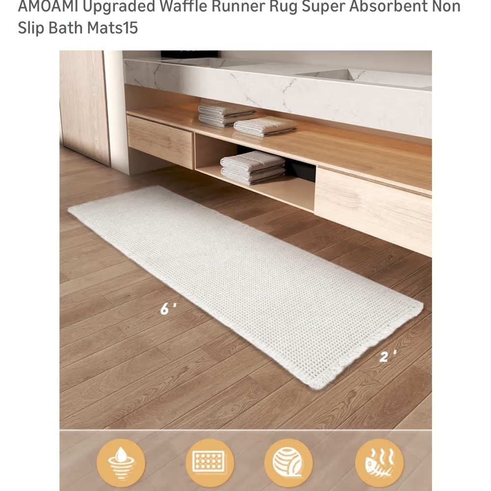 Amazon White Waffle Bath Mat